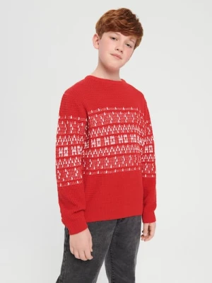 Sinsay - Świąteczny sweter z zimowym skandynawskim wzorem - czerwony