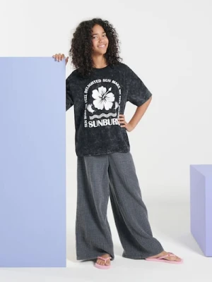 Sinsay - Szerokie spodnie z muślinowej bawełny - czarny