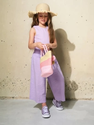 Sinsay - Szerokie spodnie ze strukturalnej tkaniny - fioletowy