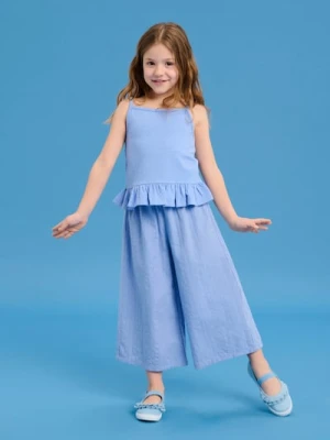 Sinsay - Szerokie spodnie ze strukturalnej tkaniny - niebieski