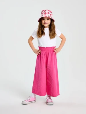 Sinsay - Szerokie spodnie ze strukturalnej tkaniny - różowy