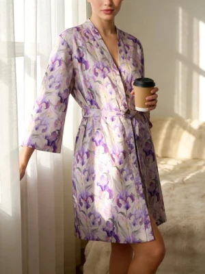 Sinsay - Szlafrok z motywem kwiatowym - różowy