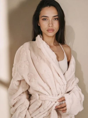 Sinsay - Szlafrok ze wzorkiem z kokardy - kremowy