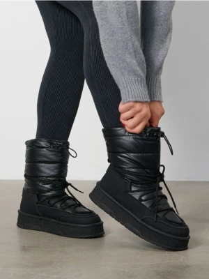 Sinsay - Sznurowane botki za kostkę - czarny
