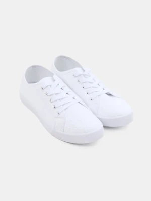 Sinsay - Sznurowane trampki - biały