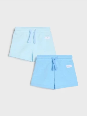 Sinsay - Szorty basic z ozdobną naszywką 2 pack - niebieski