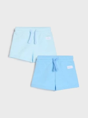 Sinsay - Szorty basic z ozdobną naszywką 2 pack - niebieski
