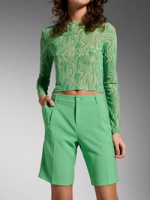 Sinsay - Szorty bermudy z domieszką wiskozy - zielony