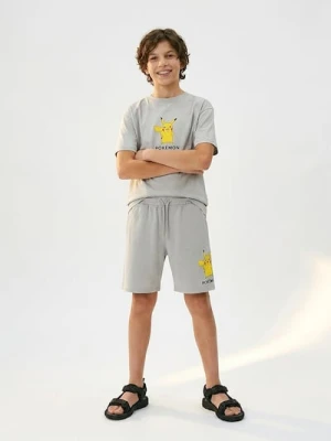 Sinsay - Szorty bermudy z nadrukiem Pokemon - szary