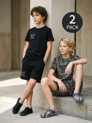 Sinsay - Szorty dresowe z nadrukiem graffiti 2 pack - wielobarwny