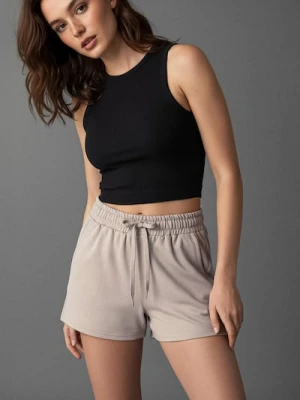 Sinsay - Szorty dresowe z wiązaniem - beżowy