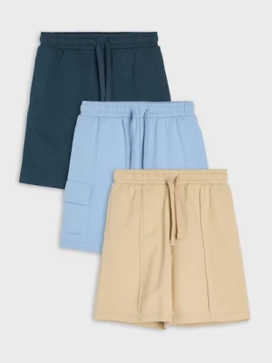 Sinsay - Szorty French Terry na gumce z kieszeniami 3 pack - beżowy