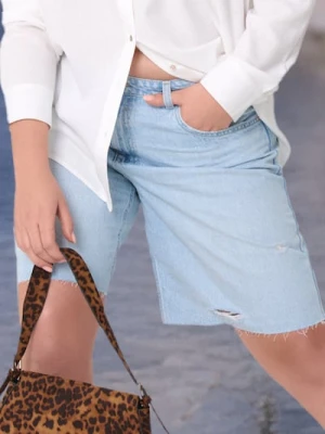 Sinsay - Szorty jeansowe high waist Plus Size - niebieski