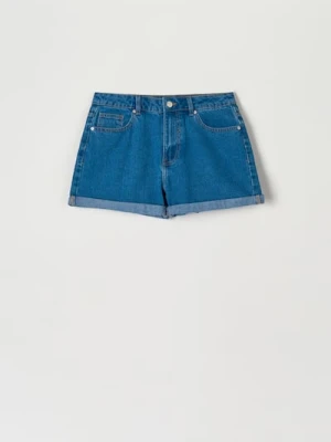 Zdjęcie produktu Sinsay - Szorty jeansowe mom high waist - granatowy