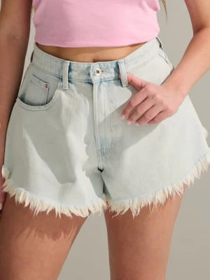 Sinsay - Szorty jeansowe o luźnym kroju high waist - niebieski