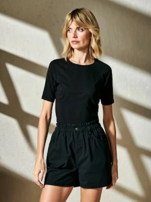 Sinsay - Szorty jeansowe paperbag - czarny