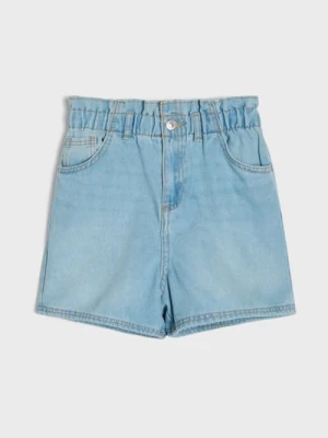 Sinsay - Szorty jeansowe paperbag - niebieski