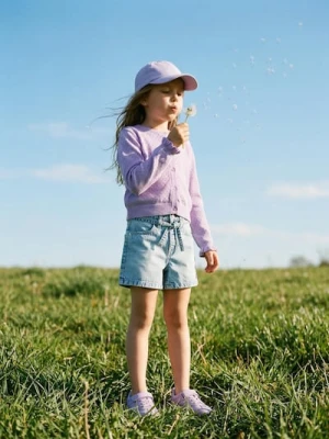 Sinsay - Szorty jeansowe paperbag z paskiem - niebieski