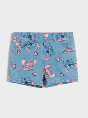 Sinsay - Szorty jeansowe Stitch - niebieski