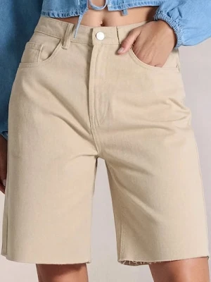 Sinsay - Szorty jeansowe straight - beżowy