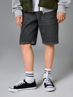 Sinsay - Szorty jeansowe straight z efektem sprania - szary