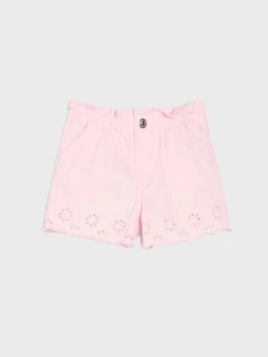 Sinsay - Szorty jeansowe z ażurowymi detalami - różowy