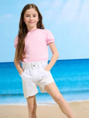 Sinsay - Szorty jeansowe z delikatnym haftem - biały