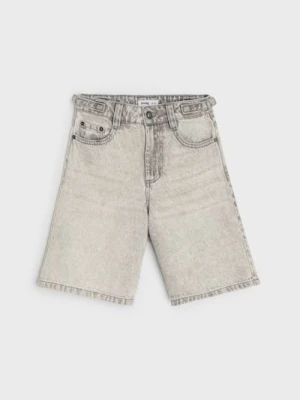 Sinsay - Szorty jeansowe z efektem sprania - szary