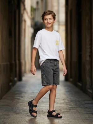 Sinsay - Szorty jeansowe z efektem sprania - szary