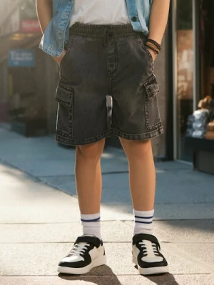 Sinsay - Szorty jeansowe z kieszeniami cargo - szary