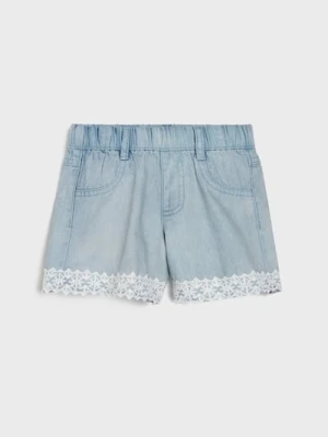 Sinsay - Szorty jeansowe z ozdobną koronką - niebieski