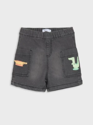 Zdjęcie produktu Sinsay - Szorty jeansowe z ozdobnym nadrukiem na kieszeniach - szary