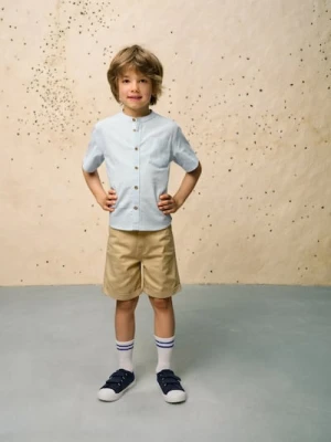 Sinsay - Szorty jeansowe z podwijanymi nogawkami - beżowy