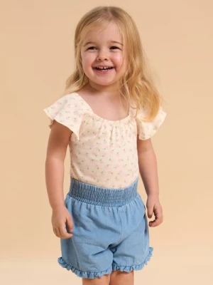 Sinsay - Szorty jeansowe z wysokim stanem - niebieski