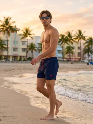 Sinsay - Szorty kąpielowe z haftem - granatowy