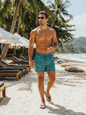 Sinsay - Szorty kąpielowe z motywem palm - wielobarwny