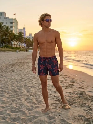 Sinsay - Szorty kąpielowe z motywem rozgwiazd - granatowy