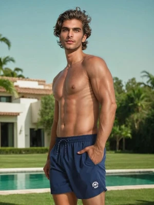 Sinsay - Szorty kąpielowe z ozdobną gumową naszywką - granatowy