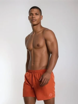 Sinsay - Szorty kąpielowe z ozdobną gumową naszywką na nogawce - pomarańczowy