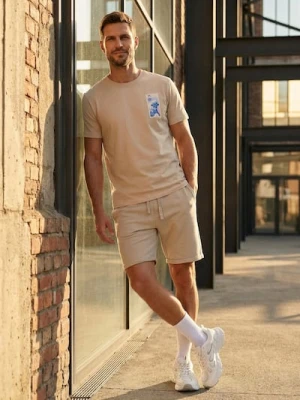 Sinsay - Szorty slim basic - beżowy