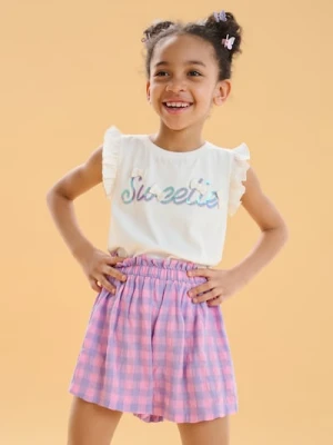 Sinsay - Szorty w kratę z domieszką wiskozy - różowy