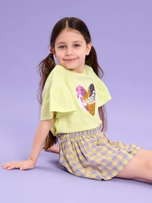 Sinsay - Szorty w kratę z domieszką wiskozy - żółty