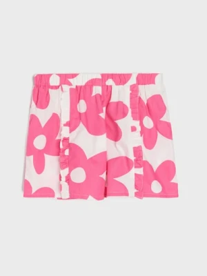 Sinsay - Szorty w kwiatowy wzór z ozdobną falbaną - różowy