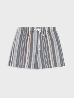 Sinsay - Szorty w paski wiązane w talii - zielony