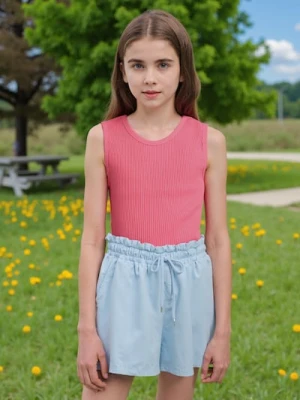 Sinsay - Szorty w stylu basic wiązane w pasie - niebieski