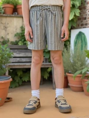 Sinsay - Szorty wiązane w talii w paski - szary