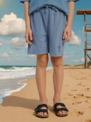 Sinsay - Szorty wiązane w talii z kieszeniami - mid blue