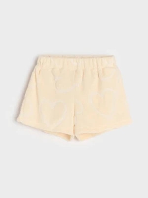 Sinsay - Szorty wykonane z wytłaczanej dzianiny - kremowy