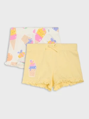 Sinsay - Szorty wykończone falbaną 2 pack - kremowy