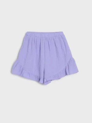 Sinsay - Szorty wykończone falbanką - fioletowy